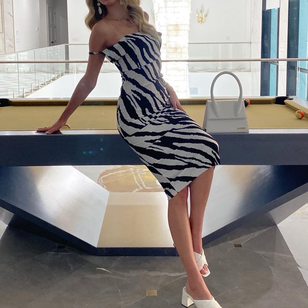 Strappy Zebra Print Midi